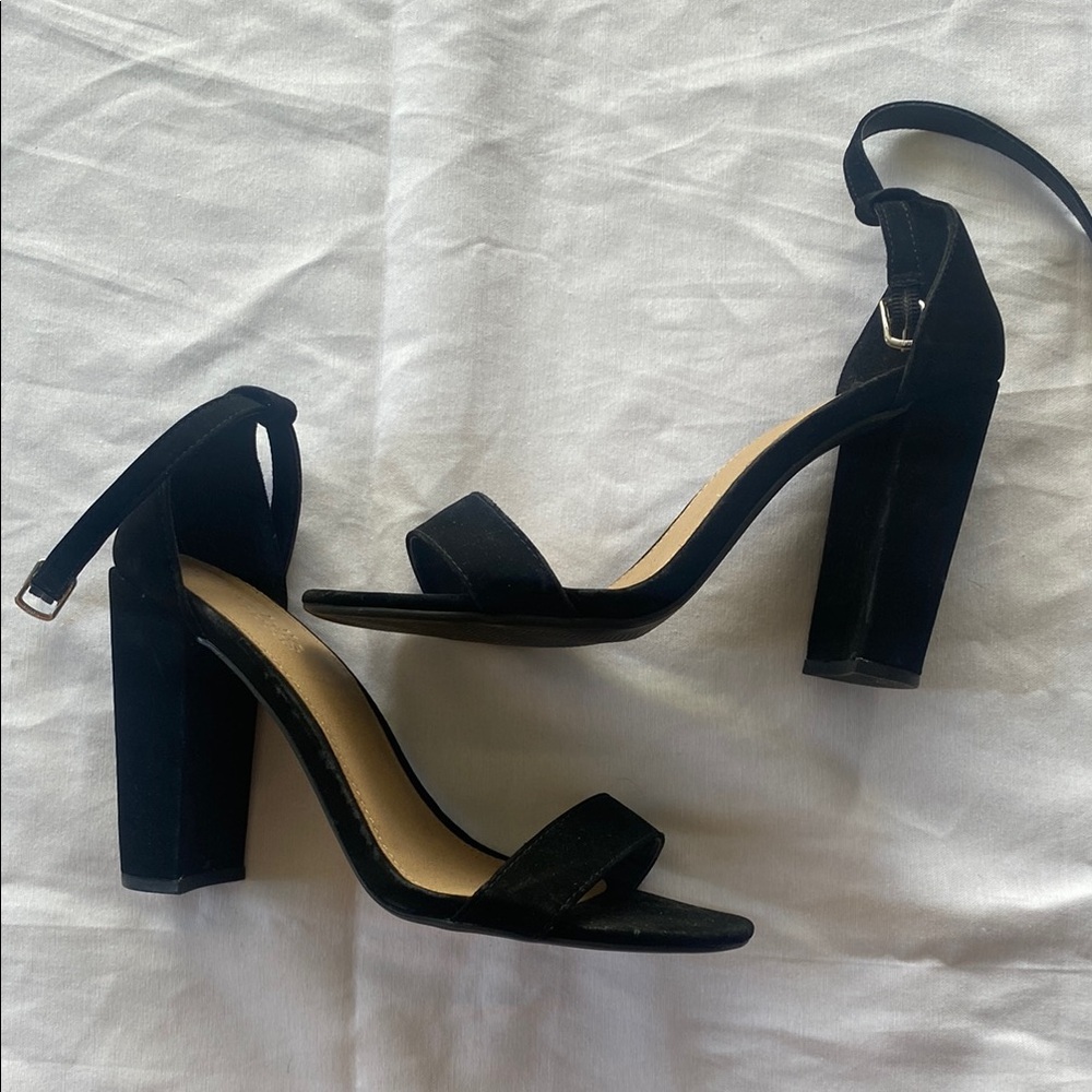 Charlotte Russe Black Suede Block Heel Sandals